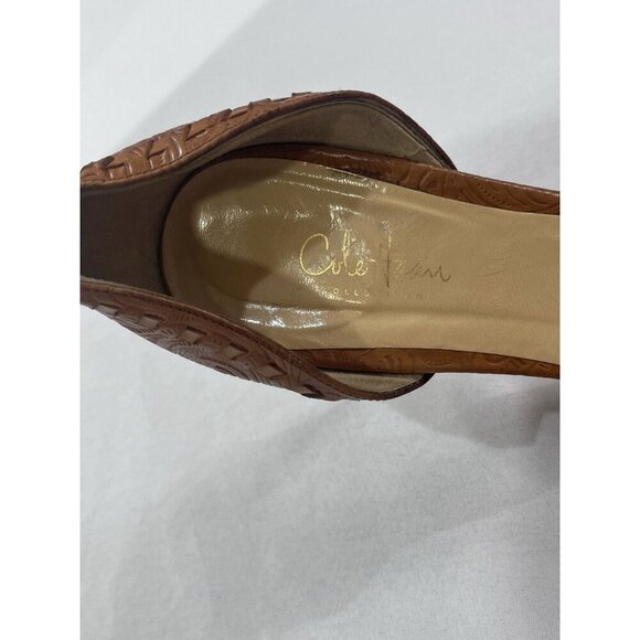 Cole Haan Classic Tan Round Toe Italian Leather Pumps Heels Shoes 9.5 - Picture 7 of 9